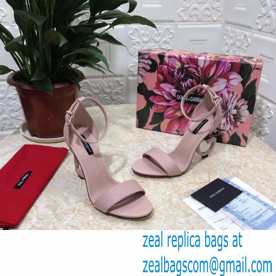 Dolce  &  Gabbana Heel 10.5cm Leather Sandals Light Pink with D & G Heel 2021